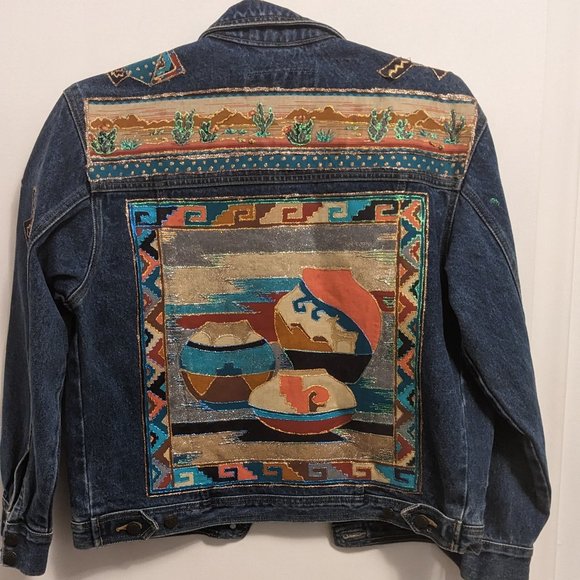 RARE 1OAK Vintage Handpainted Gloria Vanderbilt 90's Jean Jacket M - Picture 1 of 8